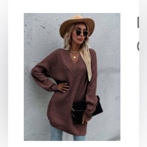 Shein Drop Shoulder Split Hem Sweater